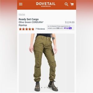 Dovetail Cordura Ripstop cargo pants GUC sold out